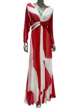 Carlos Miele 2012 Silk Colorblock Pleated Maxi Dress Sz.36